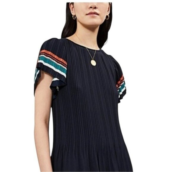 🌻Maje Rolini Pleated Mini Dress with Colorful Flutter Sleeves Size 1 or Small - Picture 5 of 13